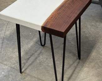 Concrete and walnut side table