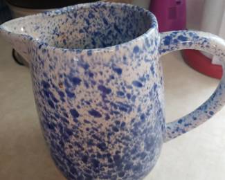 Blue spotted clay creamer