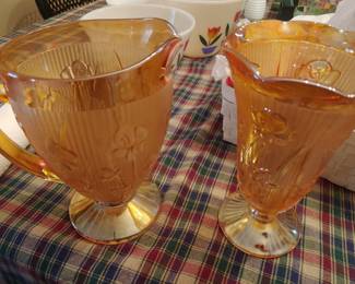 Vintage Janette 'Iris' vase and pitcher