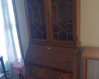 MId century drop front secretary Oak