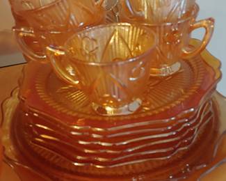 Depression glass Jeanette Iris herringbone pattern