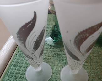 2 of 6 matching wine glasses