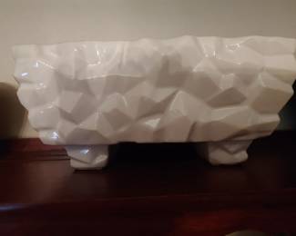 Vintage white McCoy geometric planter