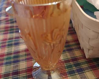 1 of 6 Vintage Janette 'Iris' pattern amber glasses