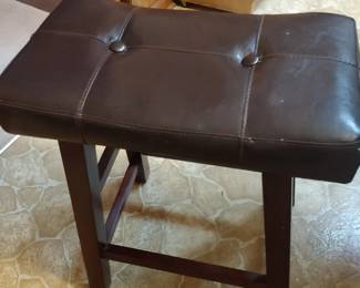1 of 3 matching low leather barstools