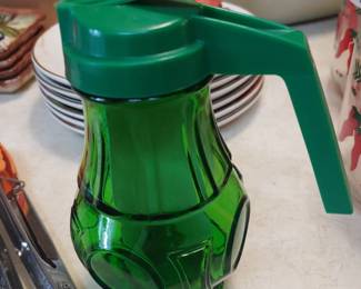 Vintage green syrup jar