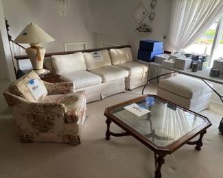 4-Piece White Sectional with Footstool (5-pieces total)