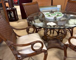 Hooker Wicker & Glass Set