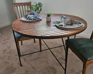 1000 Highly sought after, Arthur Umanoff MCM iron and wood slat dining table.  