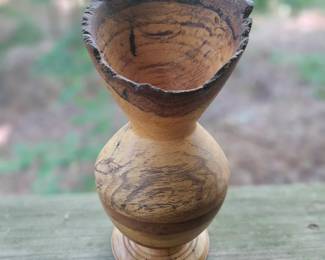 $25 Spalted oak, artisan hand-turned vase. 