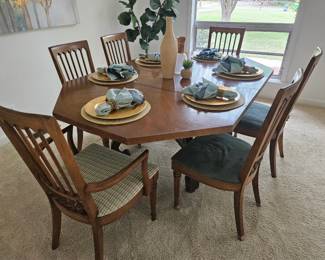 $ 400 Drexel Heritage Esperanto style Spanish Mediterranean table and matching  8 dining chairs sold separately $145 each captain (2 available) $125 each armless chair (4 available)  . Table L 72" x  W 48" (measurement includes 2 removable 12" leaves)