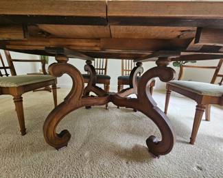 $ 400 Drexel Heritage Esperanto style Spanish Mediterranean table and matching  8 dining chairs sold separately $145 each captain (2 available) $125 each armless chair (4 available)  . Table L 72" x  W 48" (measurement includes 2 removable 12" leaves)