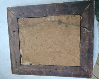 $150 Charming King Charles Spaniel dog picture. Frame is worn and some stains on the print inside.