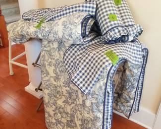 Tolie twin bedding sets: comforter; Euro square cover & roll pillow