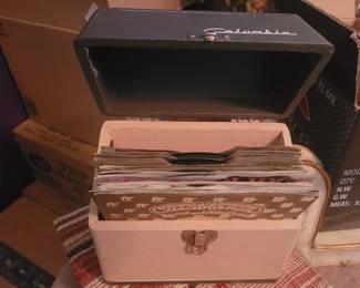 Records (lots more not pictured), Columbia record carrying case