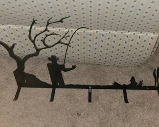 Fishing metal coat towel rack