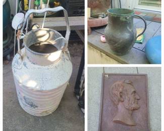 RPM Motor Oil Can, Copper Pitcher, Abe Lincoln Relief