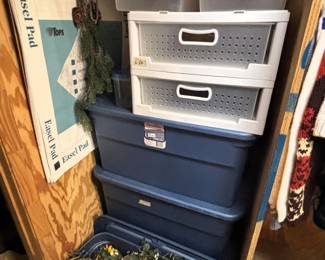 Florals, storage tubs.