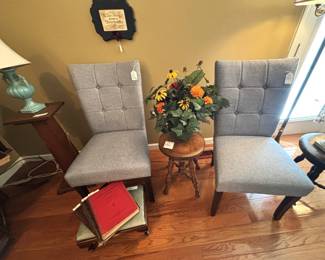Upholstered chairs.