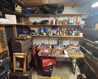 Variety of tool boxes, tools and auto supplies.