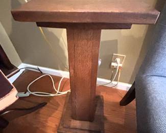Square Oak pedestal table. 30" H.