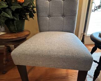 Blue upholstered chair.