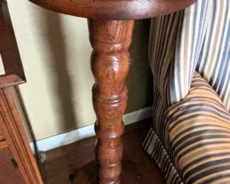 Round oak pedestal. 36" H.