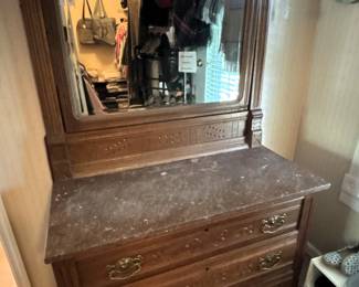BUY IT NOW! $150.00. Antique marble top dresser. 40" W x 18" D x 55" H. Call Jan at 314 960-5700.
