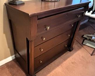 BUY IT NOW! $125.00. Empire style antique chest of drawers. 40" W x 19 1/2" D x 36" H. Call Jan at 314 960-5700.