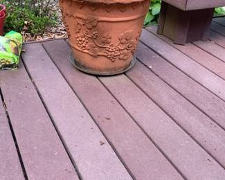 Large Terracotta Planter with Embossed Grapevine Design