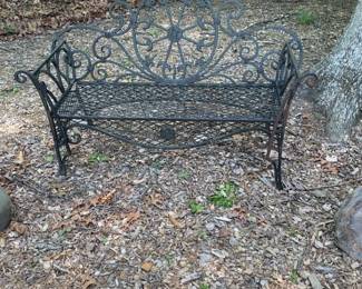 Vintage Style Wrought Iron Garden Bench