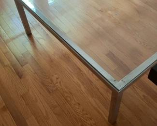 Parson's Modern Square Glass Top Coffee Table with Metal Frame