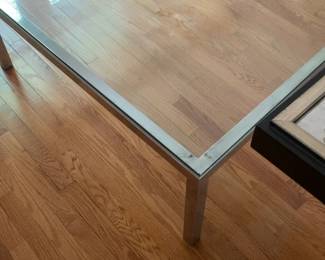 Parson's Modern Square Glass Top Coffee Table with Metal Frame