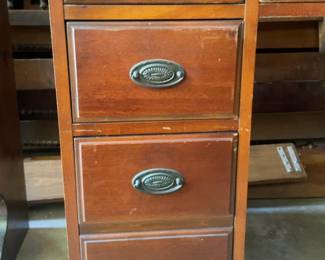 Vintage Mahogany Leather-Top Pedestal Desk