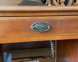 Vintage Mahogany Leather-Top Pedestal Desk