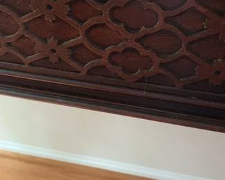 Traditional Dark Wood Console Table with Lattice Detail