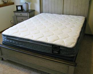  Ivy Hollow Mantle Queen Size Bed in a Weathered Linen and Dusty Taupe Finish