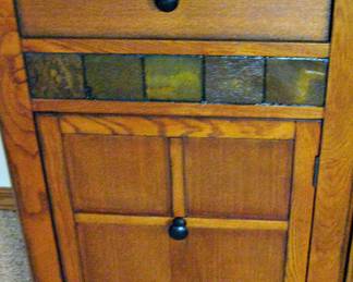 Traditional Wood Entertainment Wall Unit with Slate Tile Accents