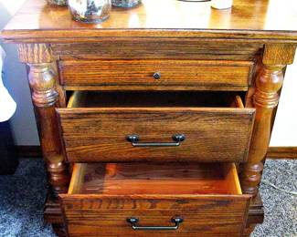 Traditional Handcrafted Amish Matching Wood Side Tables with Ports