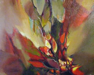 Large Abstract Expressionist Style Oil Painting on Canvas