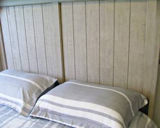  Ivy Hollow Mantle Queen Size Bed in a Weathered Linen and Dusty Taupe Finish