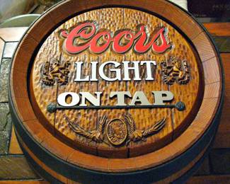 Vintage Coors Light Decorative Barrel Head Wall Sign