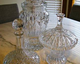 Vintage Crystal Ships Decanter - Biscuit Jar - Candy Bowl Vase