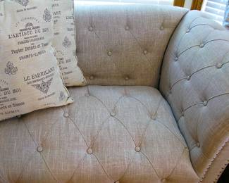 Linen-Look Button Tufted Loveseat