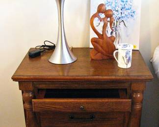 Traditional Handcrafted Amish Matching Wood Side Tables with Ports