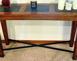 Traditional Wood Matching Sofa Table with Slate Accents