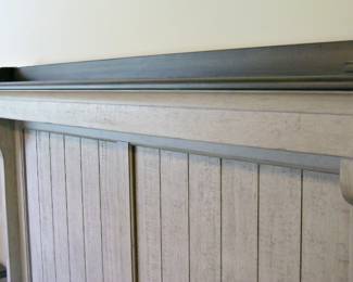  Ivy Hollow Mantle Queen Size Bed in a Weathered Linen and Dusty Taupe Finish
