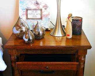Traditional Handcrafted Amish Matching Wood Side Tables with Ports