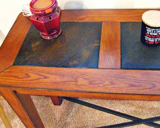Traditional Wood Matching Sofa Table with Slate Accents
