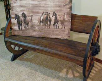 Horses on a Textured Wood Panel Wall Art